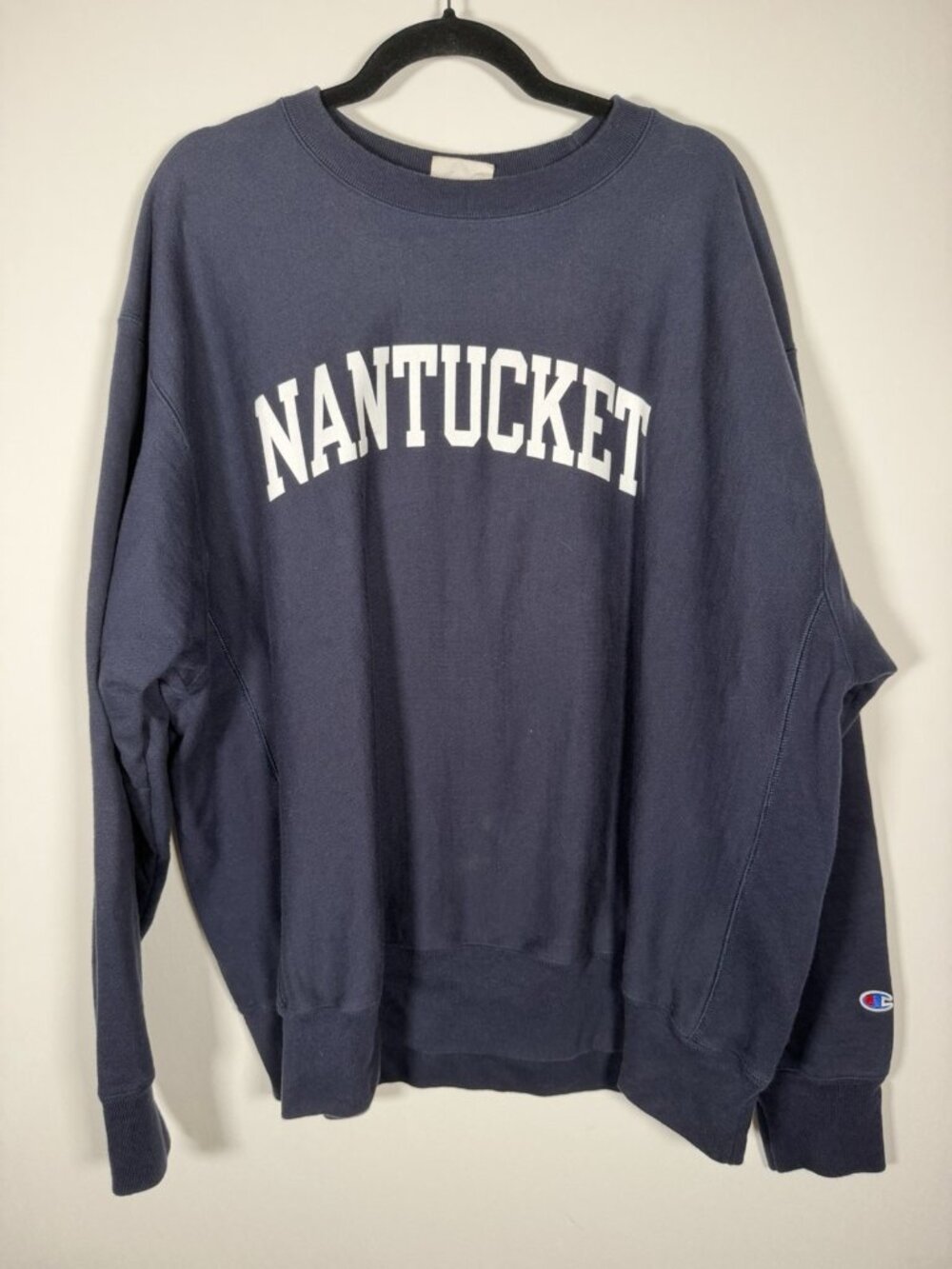 Vintage Y2K Champion Reverse Weave navy NANTUCKET crewneck sweatshirt 2XL preppy